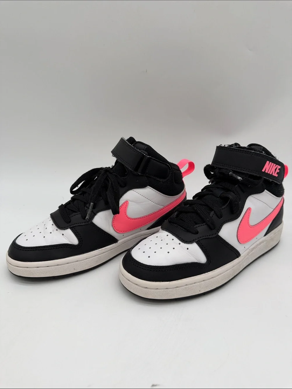 Nike Court Borough 2 Mid Girls Size 4Y White Pink Black Athletic Shoes Sneakers - Picture 8 of 16
